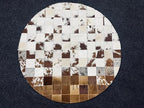 Handmade Pure Cowhide Round Leather Rug for Living Room Bedroom Rug (8X8)
