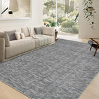 RUGSREAL Living Room Area Rug 10x13 Modern Solid Color Large Bedroom Rug with Rubber Backing Stain Resistant Low Pile Dining Room Throw Carpet Contemporary Washable Rug for Home Decor Office, Grey
