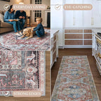 Washable Area Rug, Modern Farmhouse, Vintage, Turkish, Bohemian, Distressed, Oriental, Traditional, Rugs for Living Room, Dining, Bedroom, Office, Entryway, Foyer, (858rm, 2' x 3')