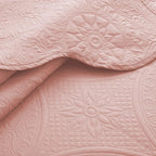 IR Imperial Rooms King Quilt Bedding Set Size (106" x 96") + 2 Pillow Shams (20" x 36"+ 2") - 3 Pcs All Season Lightweight Reversible Microfiber Coverlet Floral Embossed Quilt Bedspread (Baby Pink)