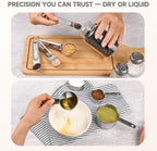 Measuring Cups and Spoons Set,Stainless Steel 8 Piece Nesting Measuring Tools for Dry & Liquid Ingredients, Kitchen Gadgets for Cooking and Baking, Includes 4 Cups and 4 Spoons
