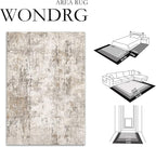 3x12 Washable Runner Rug Brown Grey Abstract Hallway Kitchen Throw Rug Neutral Modern Non Slip Soft Low Pile Carpet for Bathroom Laundry Bedroom Living Room