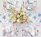 Solino Home Blue Floral Print Table Runner 72 Inches Long - 100% Pure Linen Table Runner 14 x 72 Inch - Handcrafted and Machine Washable - Jolie Fleur Print
