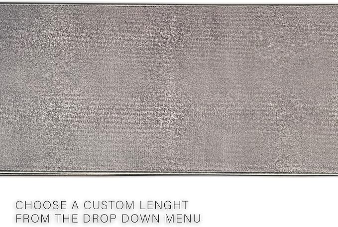 Custom Made Runner Rug Low Pile with Rubber Backing for Kitchen Foyer Hallway Entry Choose Your Length Size 26 Inch Wide Solid and Plain Grey Color (22 feet x 26 inch)