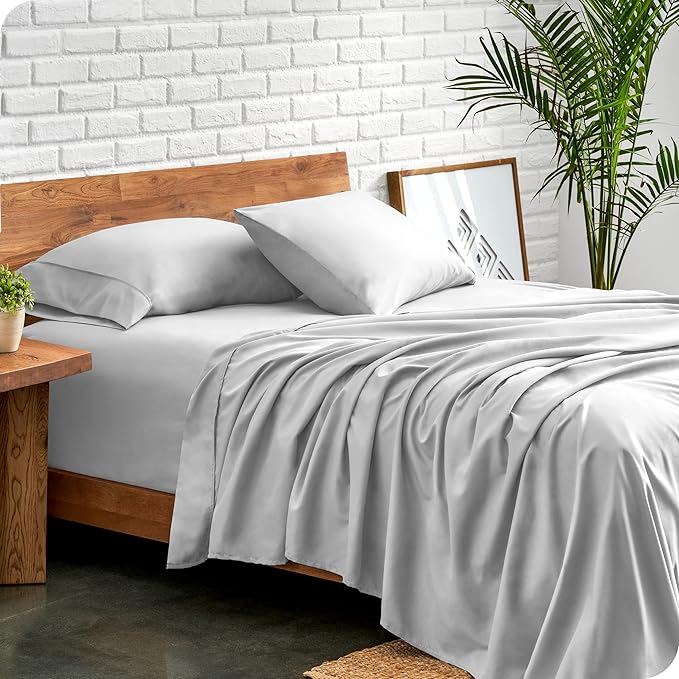 Bare Home King Sheet Set - Luxury 1800 Ultra-Soft Microfiber King Bed Sheets - Double Brushed - Deep Pockets - Easy Fit - 4 Piece Set - Bedding Sheets & Pillowcases (King, Cloud Grey)