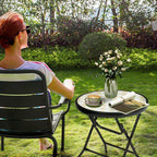 Foldable Patio Side Tables, 17.7" Small End Table Outdoor Weatherproof
