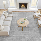 5x7 Area Rugs Living Room: Washable Large Vintage Grey Rug Neutral Non-Slip Soft Stain Resistant Indoor Carpet for Bedroom Nursery Dining Room Under Table Bed Home House Office Playroom
