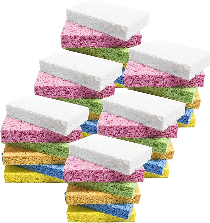 ARCLIBER Cleaning Sponge,Kitchen Sponges Pack,Non-Scratch Cellulose Sponge for Bathroom,Cars,Colorful Compressed Sponge (36 Pack)