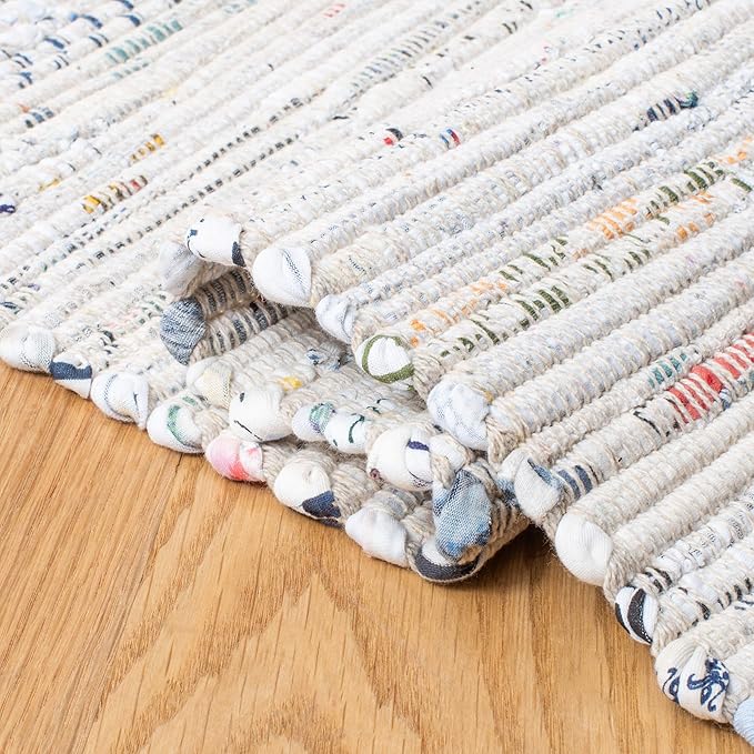 SAFAVIEH Rag Rug Collection X-Large Area Rug - 11' x 15', Ivory & Multi, Handmade Boho Stripe Cotton, Ideal for High Traffic Areas in Living Room, Bedroom (RAR121G)
