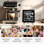 Coffee Bar Sign, Love is Brewing Farmhouse Tabletop Decor, Coffee and Tea Lover Gifts, 5x5 Wood Plaque with Iron Stand for Home Kitchen Cafe, Coffee Bar Decor – L01