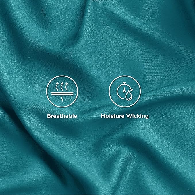 Bedsure Full Size Bed Sheets, Cooling Sheets, Rayon Derived from Bamboo, Breathable & Soft, Deep Pocket Up to 16 Inches, Hotel Luxury Silky Bedding for Hot Sleepers, Turquoise