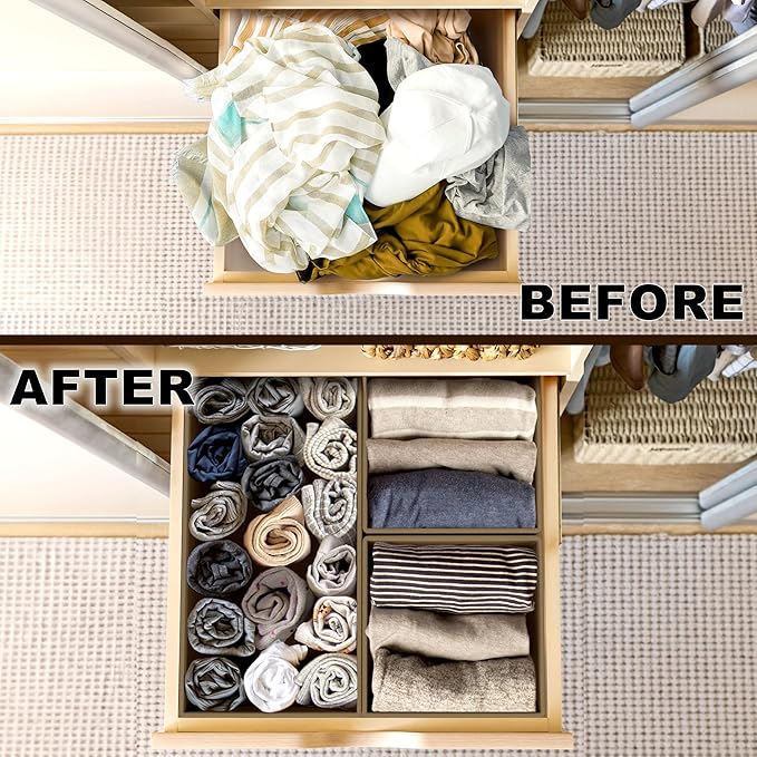 Simple Houseware Underwear Drawer Organizer for Lingerie/Undergarment/Bra/Panty/Sock/Onesie, Set of 6, Brown