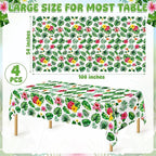 QZYL 4Pcs Luau Party Decorations, 108" X 54" Floral Leaf Tablecloth, Disposable Plastic Luau Party Decorations, Rectangle Tropical Palm Tablecover for Hawaiian Theme Decor Tropical Summer Beach Pool