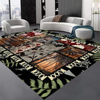 Vintage Jungle Floral Area Rug 7x9ft, Tropical Leaf Print Low Pile Carpet, Washable Non-Slip & Soft Mat for Bedroom, Living Room, Dining Room, Playroom