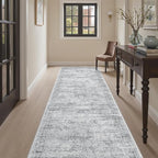 Soalmost Runner Rug 3x8 Washable Non-Slip Hallway Runner Rugs for Kitchen Bathroom Laundry Room Grey Vintage Floor Carpet Runners for Hallways Entryway