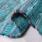 SAFAVIEH Rag Rug Collection Runner Rug - 2'3" x 14', Blue & Multi, Handmade Boho Stripe Cotton, Ideal for High Traffic Areas in Living Room, Bedroom (RAR121B)