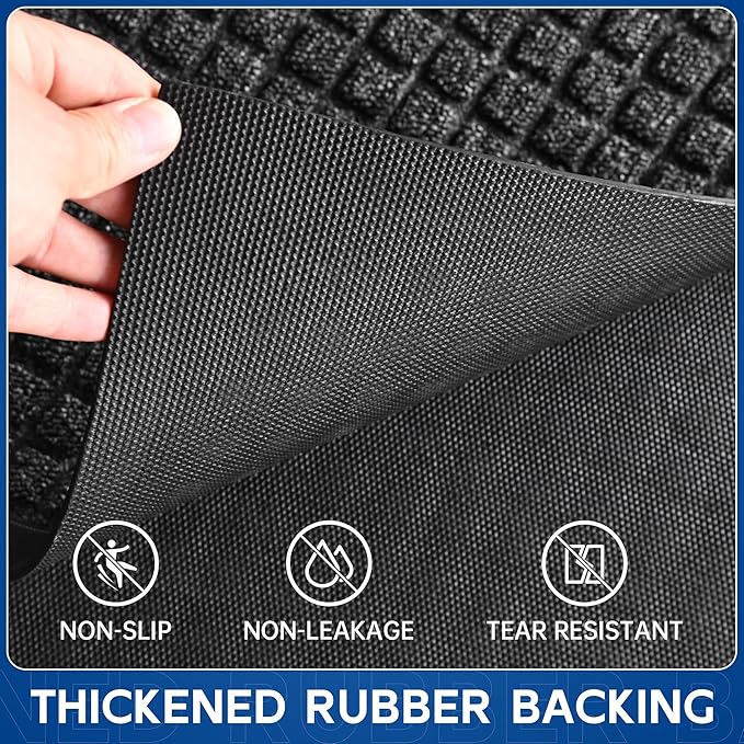 Durable Front Door Mat, 72" x 24" Heavy Duty Indoor Outdoor Doormat for Entryway, Non-Slip Rubber Backing, Stain and Fade Resistant Commercial Floor Mat for Home Office Entry
