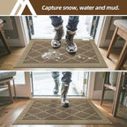 COSY HOMEER Non-Slip Door Mat 20"x32", Entryway Rugs Low Profile Absorbent Dirt Trapper Doormat for Front Entrance, Washable Polypropylene Entry Mat (Beige)