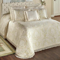 Timeless Vintage Style Bedding | Neutral Sage and Ecru | Textured Matelasse Rose Medallions and Leaves | 6 Piece Lightweight Bed Set: Oversized Queen Bedspread, 4 Standard Shams & Square Accent Pillow