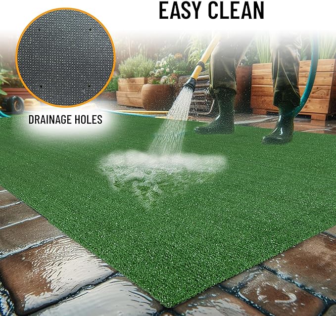 Ottomanson Artificial Grass Turf 22" x 29' Indoor Outdoor Faux Grass Rug with Drainage Holes, Customizable with Extra Long Size Options, Perfect for Patio Lawn Balcony Weddings Photoshoot Backdrop