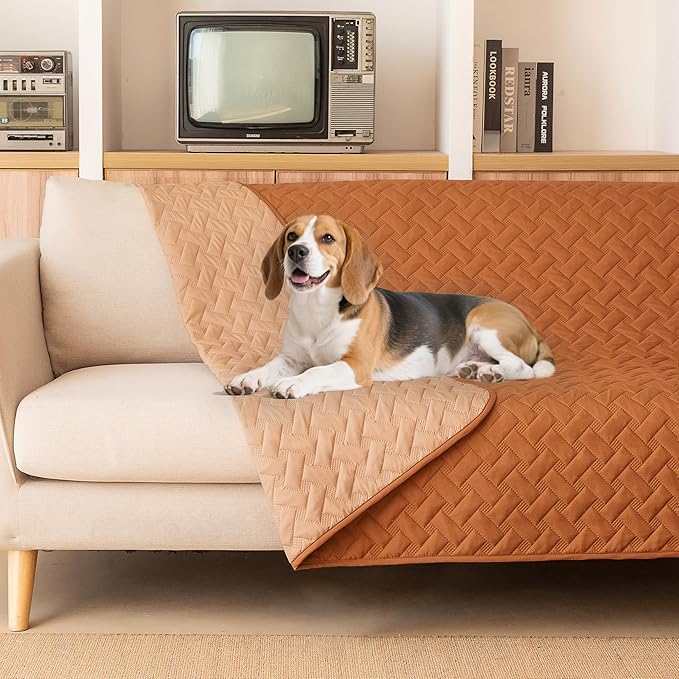 gogobunny 100% Double Sided Waterproof Dog Blanket Soft Pet Bed Cover Reversible Protect Furniture Couch Sofa Car for Puppy Cat Kids (Dark Pumpkin/Light Pumpkin, 52x82 Inch (Pack of 1))
