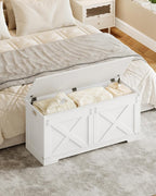 Hzuaneri 42.9" Storage Chest, Large Storage Trunk with 2 Hinges, Farmhouse Wooden Box Bench, Lift-Top Organizer Chest, Entryway Trunk for Bedroom, Living Room, White SB10903X