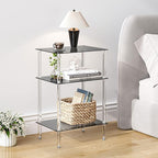 Tempered Glass Side Tables Set of 2 Acrylic End Table