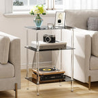 Tempered Glass Side Tables Set of 2 Acrylic End Table
