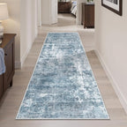 Soalmost Runner Rug 2'x6' Abstract Washable Non-Slip Runner Rugs for Kitchen Bathroom Laundry Room Blue Vintage Floor Carpet Runners for Hallway Entryway