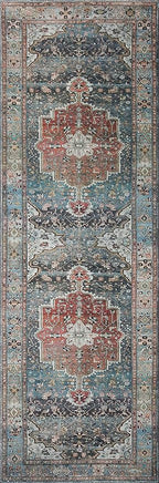 Loloi Margot Collection MAT-05 Ocean/Brick 2'-3" x 3'-9" Accent Rug feat. CloudPile, No-Shed Easy Clean Large Patterned Area Rug for Living Room, Bedroom, Dining Area