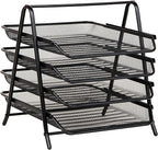 Mind Reader 4-Tier Paper Tray, Desktop Organizer, File Storage, Workspace, Office, Metal Mesh, 12"L x 13.75"W x 12.5"H, Black