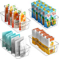 Simple Houseware Clear Storage Bins Organizer for Freezer / Fridge / Pantry, 12'' x 6.2'' x 3.4'', 4 Packs