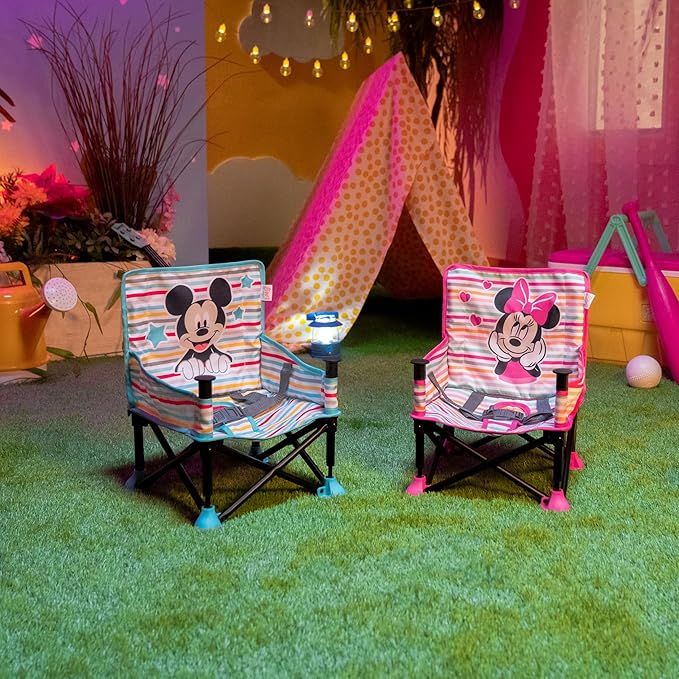 Bright Starts Disney Minnie Mouse Pop 'N Sit Portable Booster, Indoor/Outdoor Use, Floor Seat with Feeding Tray, 6 Mos - 3 Yrs