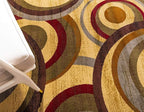 Unique Loom Barista Collection Area Rug - Kona (4' 1" Round, Beige/ Black)