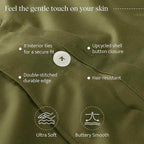 Double Stitch Cotton Tencel Duvet Cover - King Size Comforter Cover, Luxury & Soft Eucalyptus Lyocell Bedding Set for Hot Sleepers, Cooling, Smooth & Breathable, Button Closure, Olive Green, 106"x90"