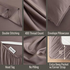 Bella Coterie Luxury Bamboo Viscose King Size Sheet Set | 100% Organically Grown | Ultra Soft | Cooling for Hot Sleepers | 18" Deep Pocket [Mocha]
