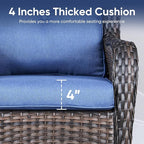 Patio Chair Cushions 5 Packs - Outside 22x24 High Back Water-Resistant Cushion with Zipper Cover for Outdoor Glider Rocking Chairs Loveseat 3-seat Couch Sofa – Blue/Buckle