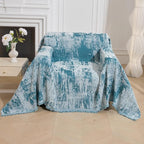 MEETSKY Small Couch Cover Oversized Chair Cover Washable Boho Recliner Slipcover, Pet Friendly Couch Protector with Tassels, Abstract Geometric Design, 71" x 91", Blue