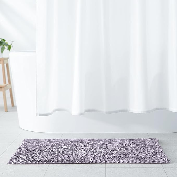 Amazon Basics Non-Slip Microfiber Absorbent Plush Shag Bathroom Rug Mat, 21" x 34", Lavender