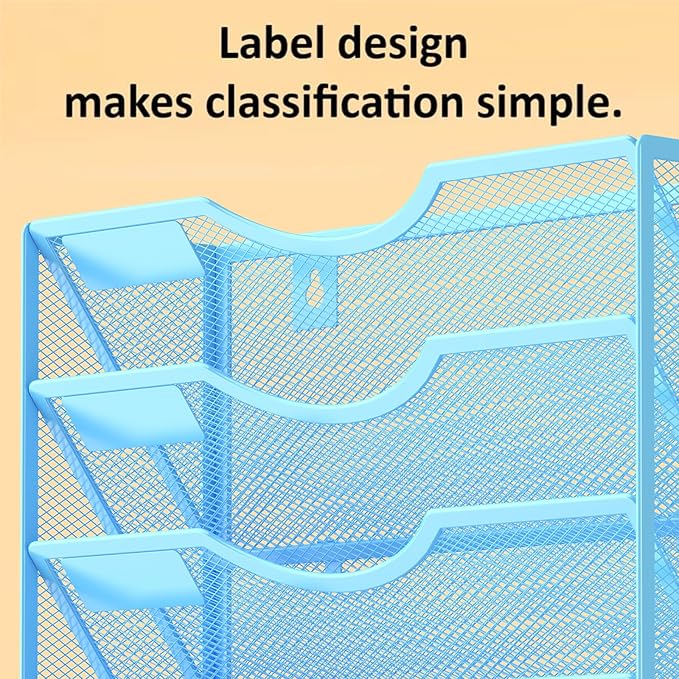 Kuntine.B Wall File Organizer Office Hanging Magazine Holder Wall File Organizer for Office Home (Blue, 5 Tier)