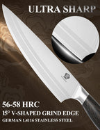 WILDMOK Chef Knife 8 Inch, German Steel Kitchen Knives Chef's Knives with Pakka Wood Handle, Gift Box