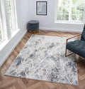 Adel Modern Area Rug for Living Room, 8x10 Rustic Distressed Abstract Large Blue Rug, Medium Pile Stain Resistant Carpet for Bedroom, Dining Room or Kitchen (8' x 10', Blue)