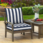 Arden Outdoor Deep Seat Cushion Set, 24 in x 24 in, Weather-Proof, Rain-Proof, Fade Resistant Patio Cushion for Chair, Sofa, and Couch Sapphire Blue Cabana Stripe