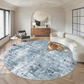 Soalmost 8x8 Blue/Grey Round Rug 8ft Living Room Circle Rug Vintage Round Area Rug Non Slip Indoor Carpet for Apartment