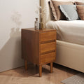 Nightstand with 3 Drawers Narrow Night Stand Solid Wood Bedside Table Mid