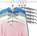 Clothes Hangers Space Saving Shirt Hangers, Lomrsiul Non Slip PVC Coating Multi Blouse Hangers Shirt Organizer for Closet Organizers and Storage for T Shirt Sweater Hoodie Coat Dress Black 4 Pack