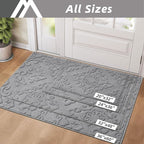 COSY HOMEER Door Mat 32”x48”,Absorbent Dirt Trapper Entryway Rugs,Non-Slip Welcome Mat,Washable Entry Rugs,Low Pile Doormat for Front Back Door,Wet Shoes & Paws,Grey