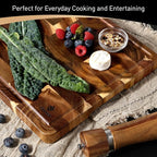 Extra Large End Grain Cutting Board for Kitchen with Non-slip Feet, Acacia Wood Heavy Duty Checkered Cutting Board with Juice Groove & Handle Handcrafted Luxury Chopping Board for Meat, Vegetables