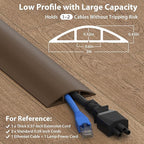 ZhiYo 6ft Cord Hider Floor, Soft PVC Cord Covers for Wires on Floor, Wire Cover to Hide Extension Cords, Cable Cover Protect Cords & Prevent Trips, Cable Cavity: W0.6in x H0.32in, Vintage Coffee Brown