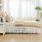 BISELINA Wrap Around Bed Skirts 17" Drop, Cotton Adjustable Elastic Dust Ruffles Easy Fit Wrinkle & Fade Resistant Soft Cozy Elegant Luxurious Bedding - White, King Size